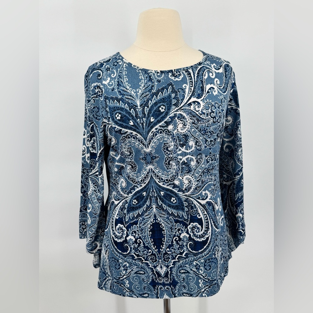 Paisley Butterfly Sleeve Stretchy Blouse Boho Goes to the Beach size  XL - Picture 2 of 6